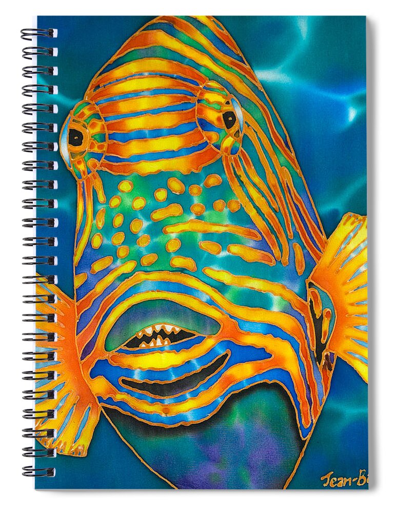 Orange Striped Triggerfish Spiral Notebook featuring the painting Orange Striped Triggrfish by Daniel Jean-Baptiste
