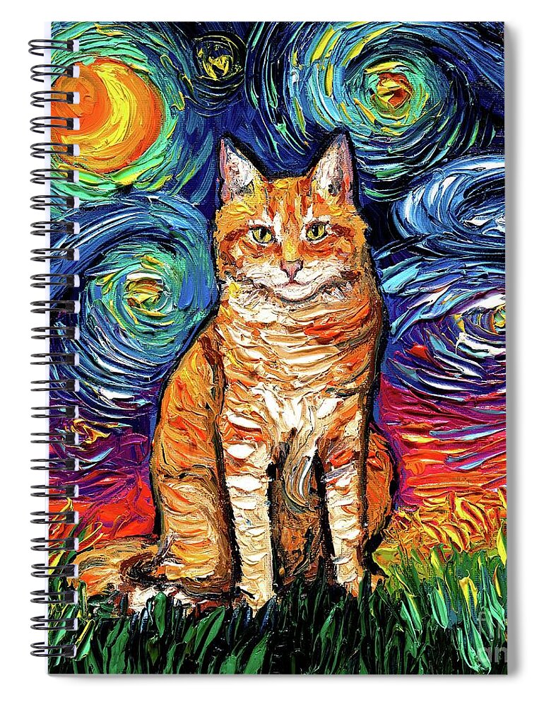 Orange Tabby Spiral Notebook featuring the painting Orange Tabby Seated by Aja Trier