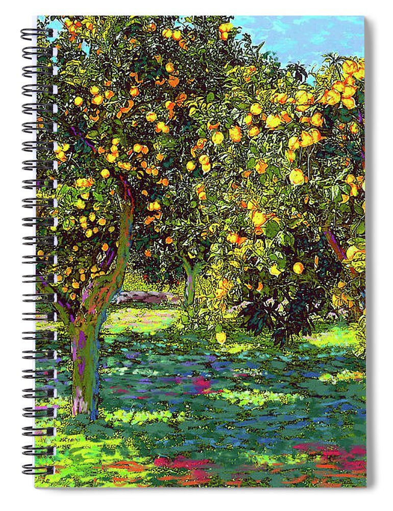 Landscape Spiral Notebook featuring the painting Orchard of Lemon Trees by Jane Small