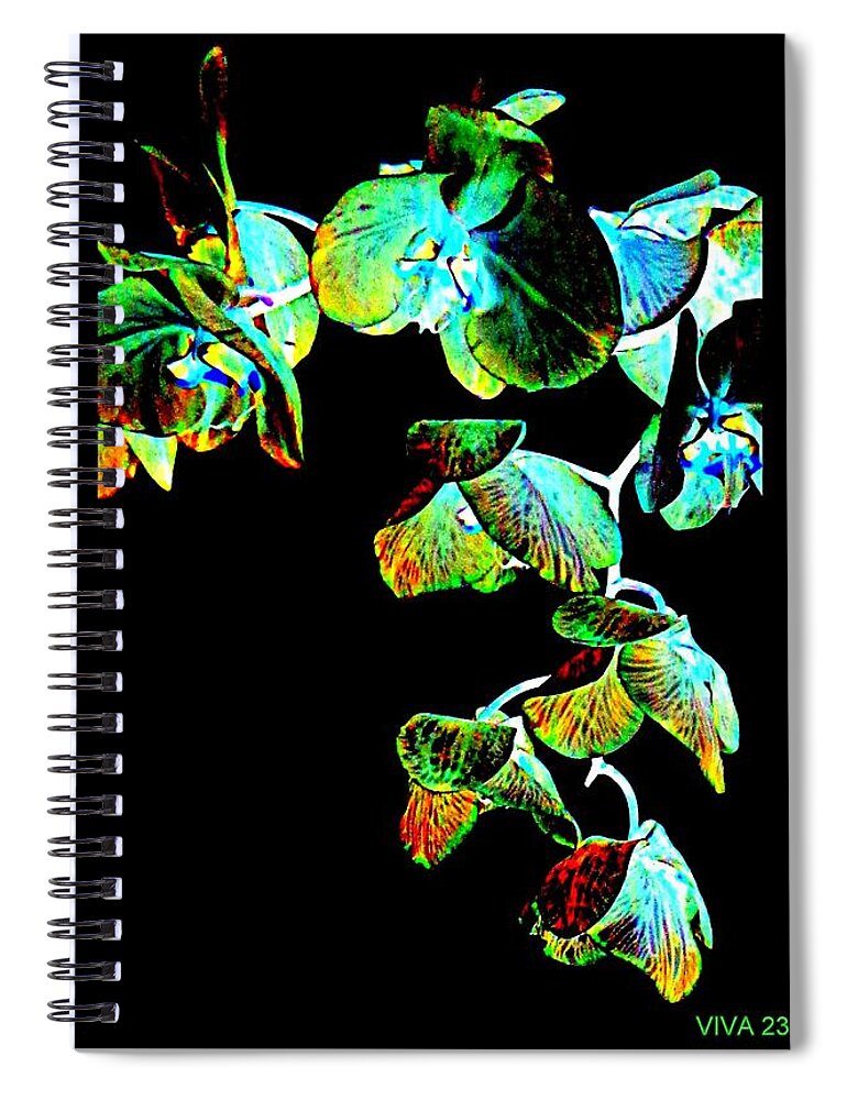  Impressionism Spiral Notebook featuring the digital art Orchids - A Fantasy by VIVA Anderson
