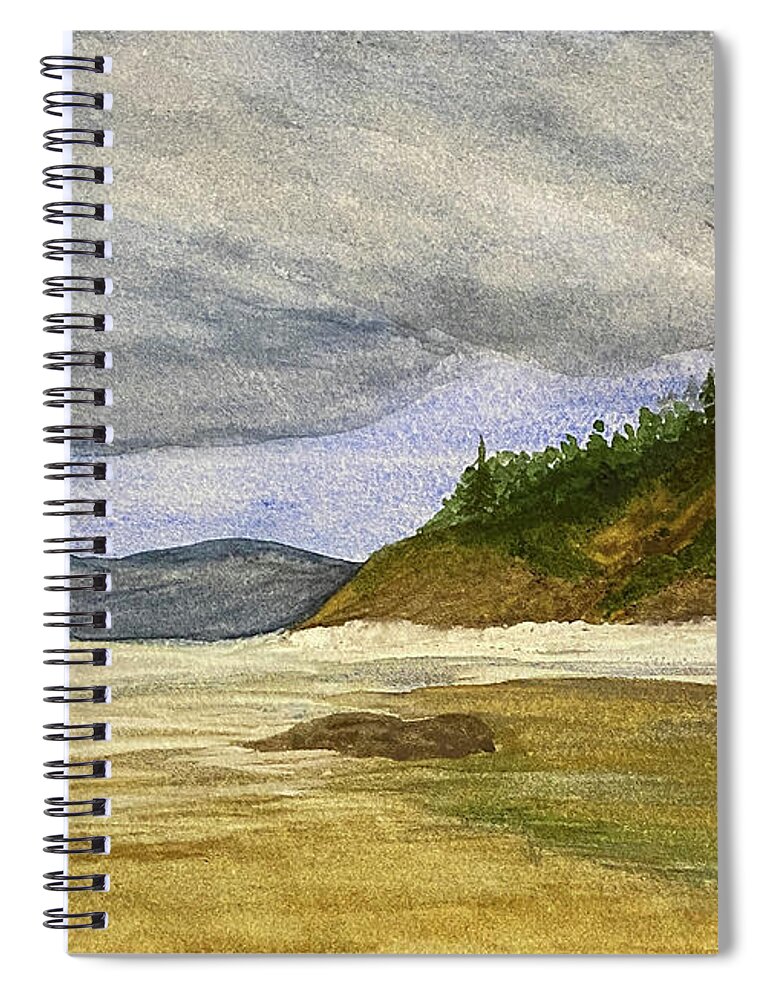 Oregon Coast Spiral Notebook featuring the painting Oregon Coast by Lisa Neuman