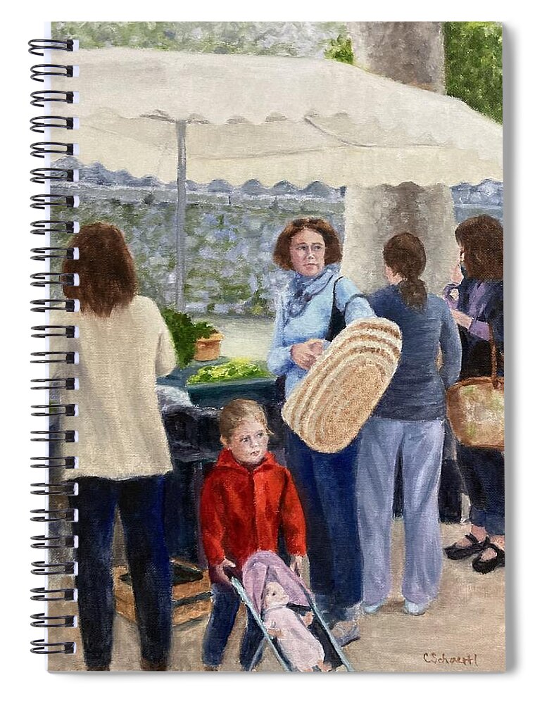 Market Spiral Notebook featuring the painting Organic Family by Connie Schaertl