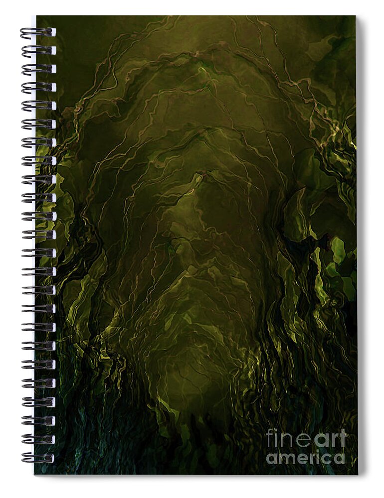 Natural Spiral Notebook featuring the digital art Organic Gothic in Greens by Neece Campione