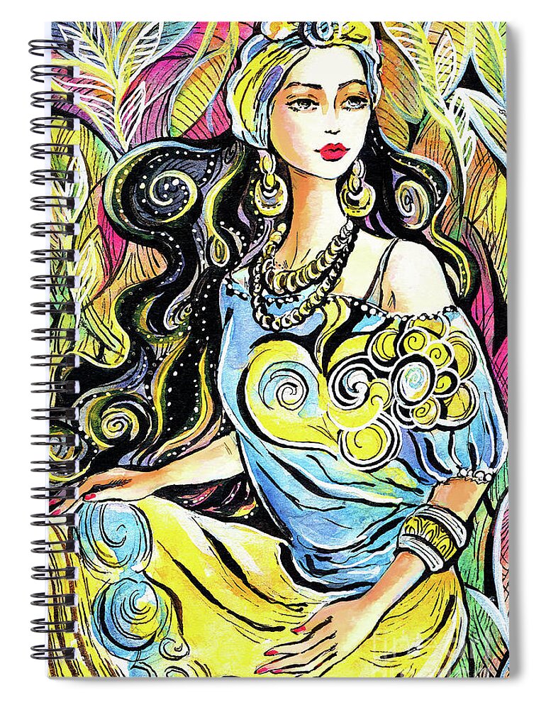 Eastern Woman Spiral Notebook featuring the painting Orient Enchantress by Eva Campbell