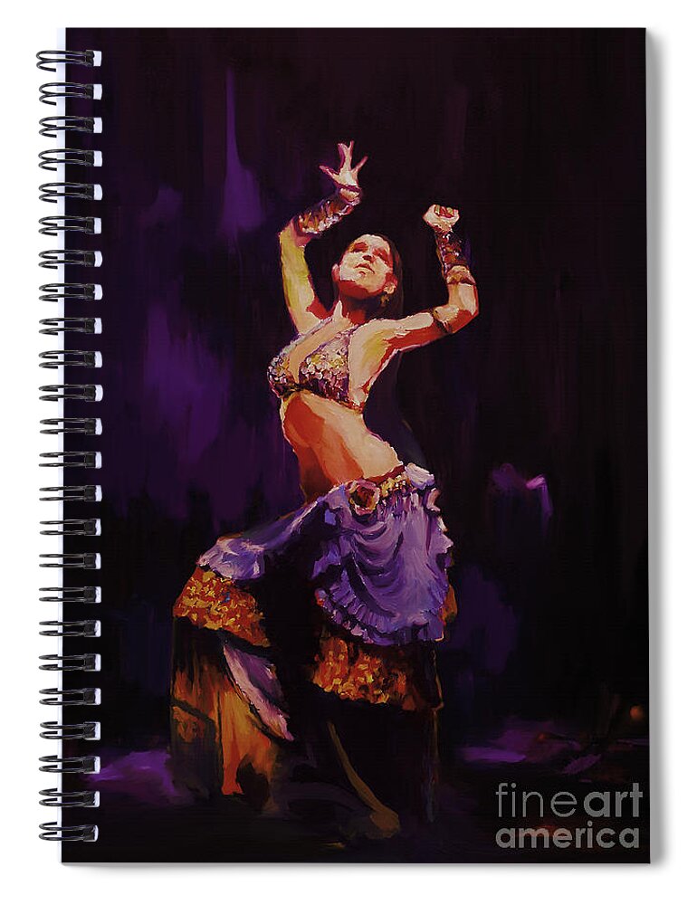 Flamenco Spiral Notebook featuring the painting Oriental dancing art 01 by Gull G