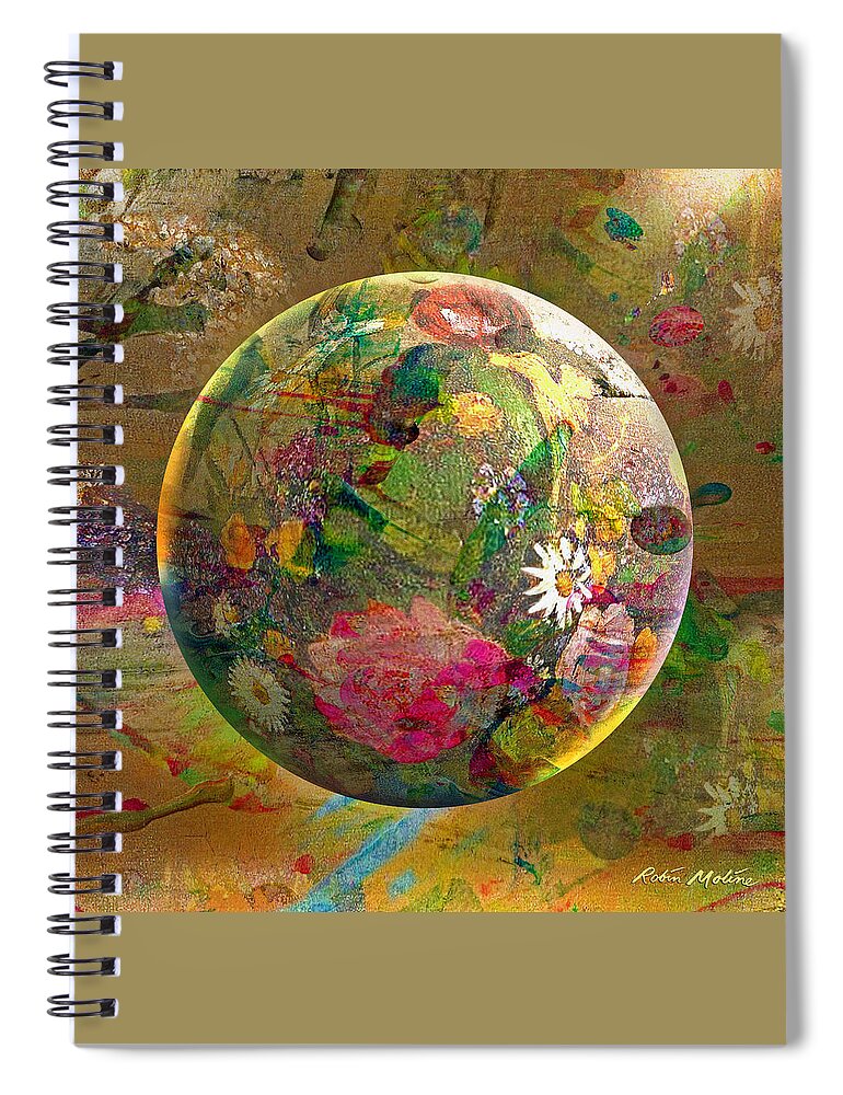 Oriental Abstract Spiral Notebook featuring the digital art Oriental Persuasion by Robin Moline