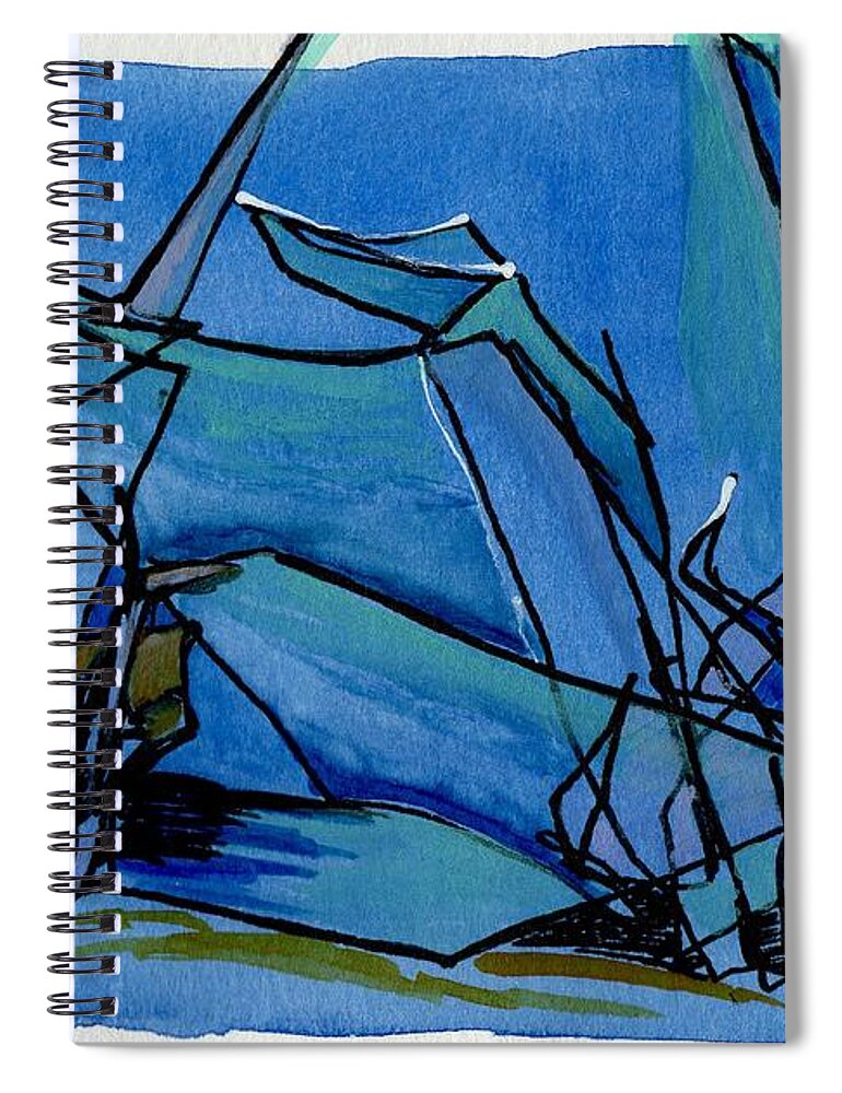 Deep Blue Spiral Notebook featuring the painting Origami Crane by Tammy Nara