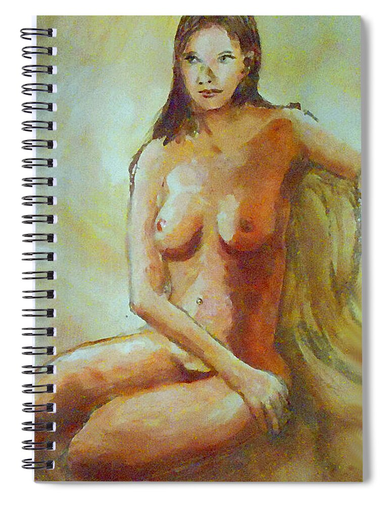 Female Spiral Notebook featuring the painting Original-fine-art-paintings-female-contemporary-nudes-nov20a by G Linsenmayer