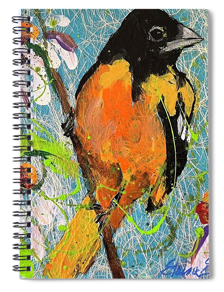Birds Spiral Notebook featuring the painting Oriole by Elaine Elliott