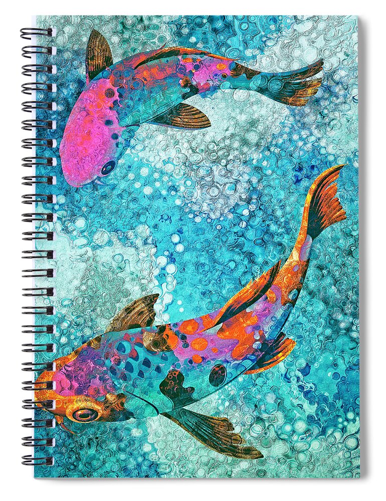 Unique Koi Spiral Notebook featuring the digital art Unique Ornamental Koi II by Sandra Selle Rodriguez