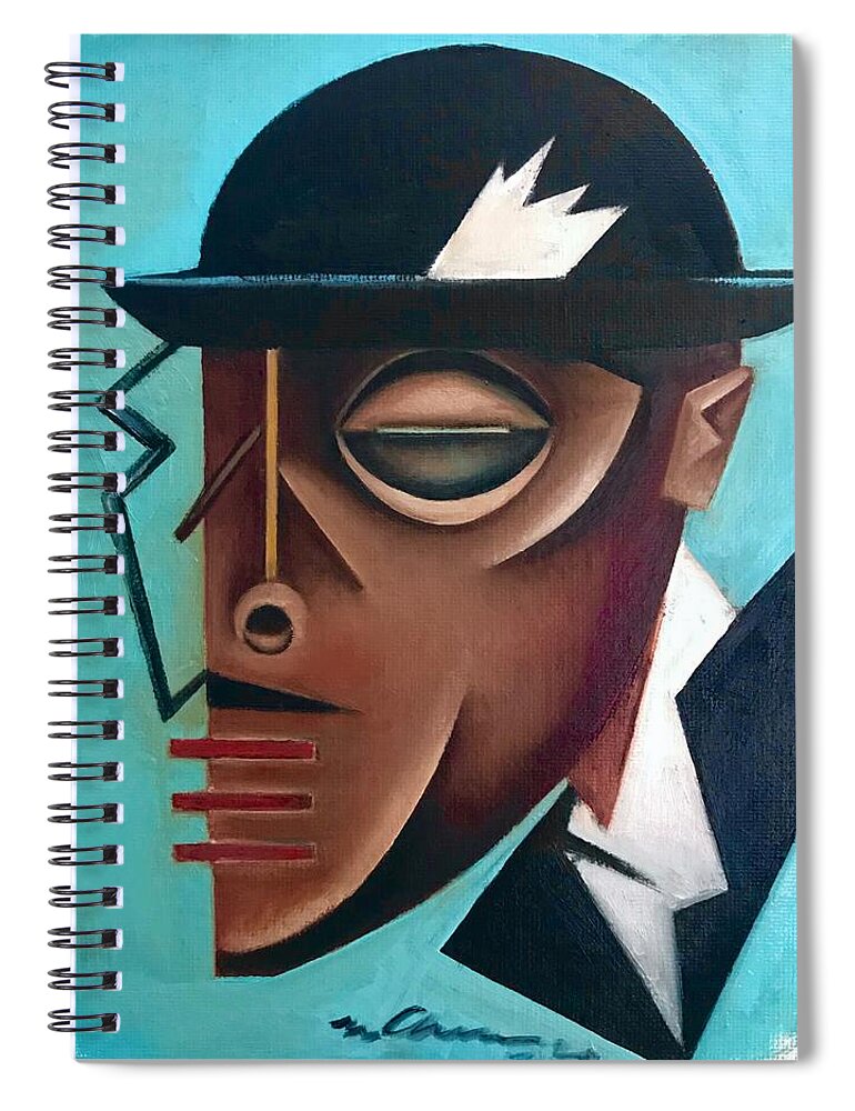 Jazz Spiral Notebook featuring the painting Osby/ Jazz- Last Hat of Mr. Gutterman by Martel Chapman