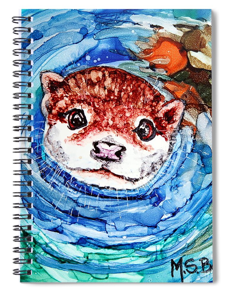 Alcohol Inks Spiral Notebook featuring the painting Otter by Maria Barry