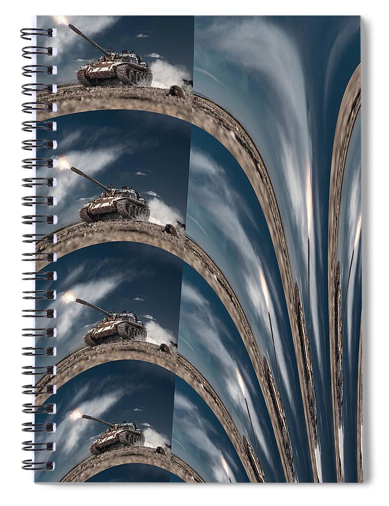 Fractal Spiral Notebook featuring the mixed media Out Of The Blue Tank You by Stephane Poirier