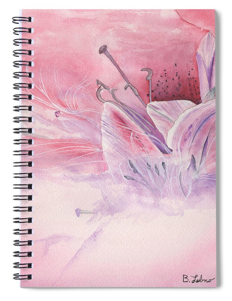 Floral Spiral Notebook featuring the painting Out of the Mist by Bob Labno