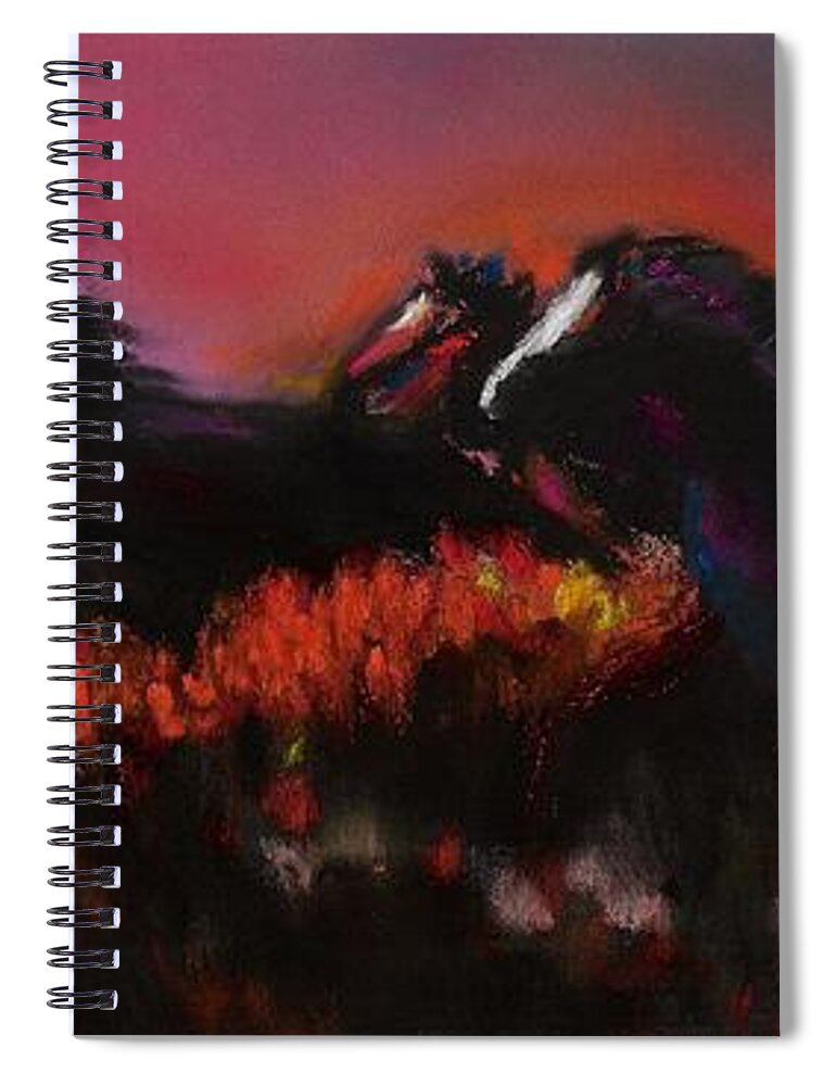 Horses Spiral Notebook featuring the painting Outrunning The Storm by Frances Marino
