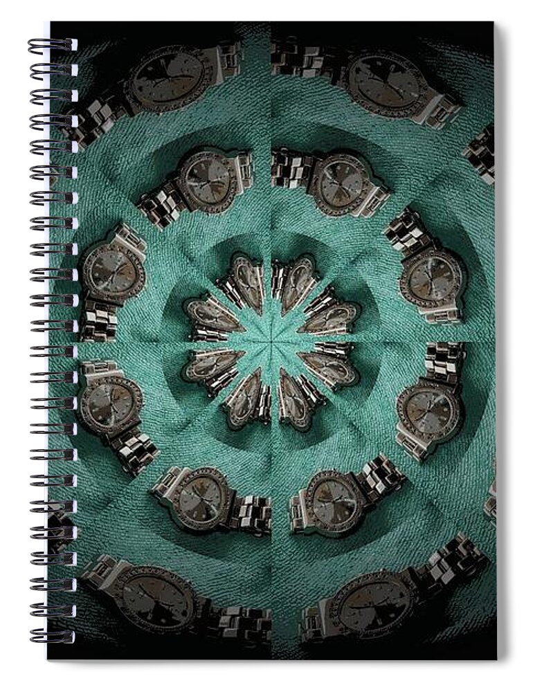 Oval Spiral Notebook featuring the mixed media Oval Eye Watch by Ee Photography
