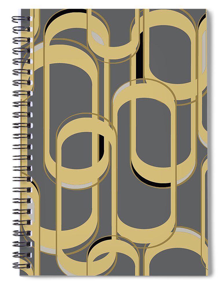 Art Deco Spiral Notebook featuring the digital art Oval Link Seamless Repeat Pattern by Sand And Chi