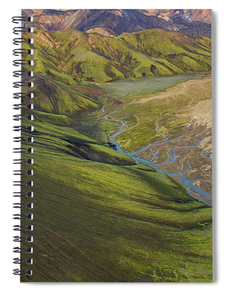Iceland Spiral Notebook featuring the photograph Over Iceland Slopes of the Rhyolite Highlands by Mike Reid
