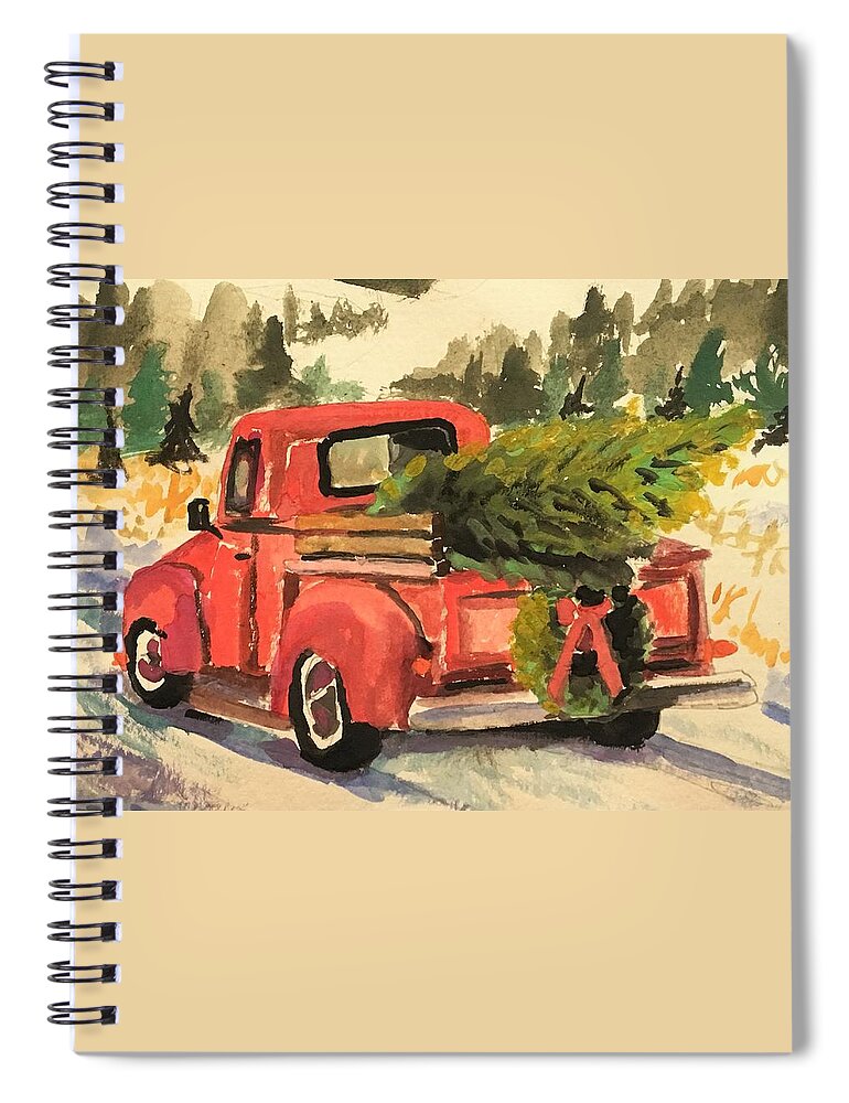 Red Spiral Notebook featuring the painting Over the River and through the Woods by Susan Elizabeth Jones