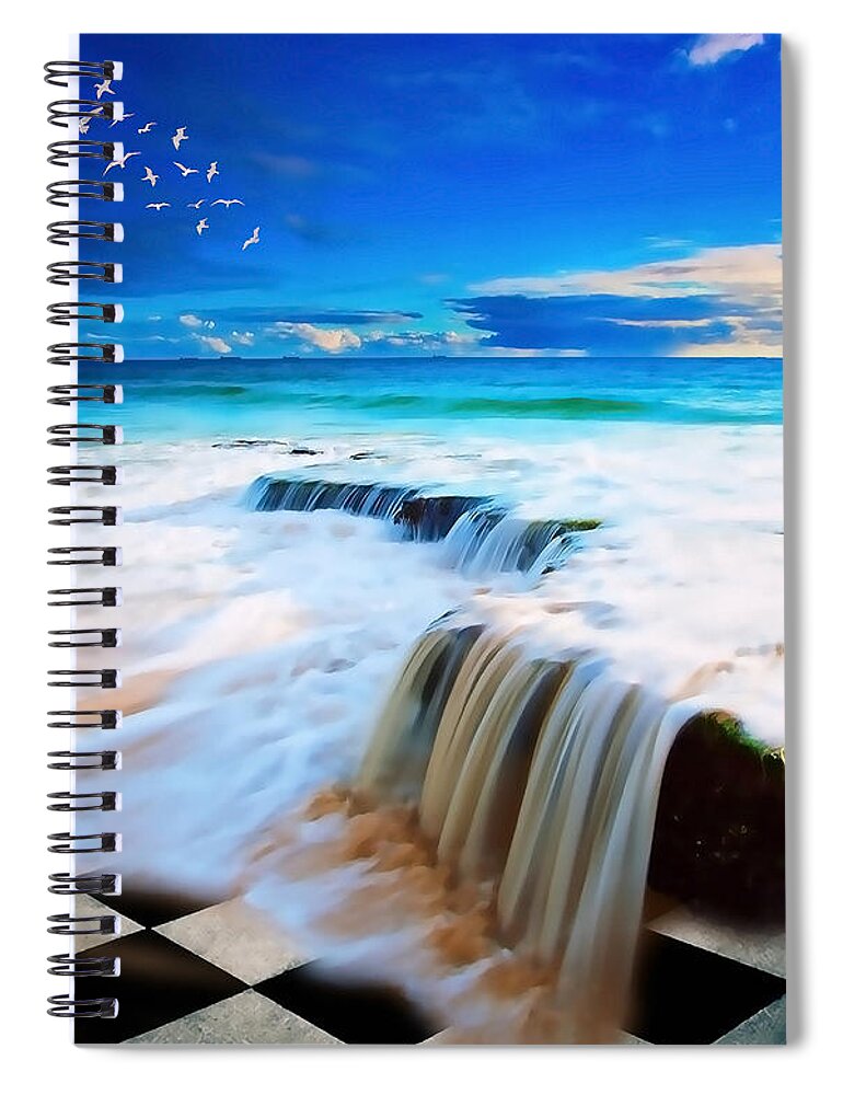 Waterfall Spiral Notebook featuring the mixed media Overflow by Marvin Blaine