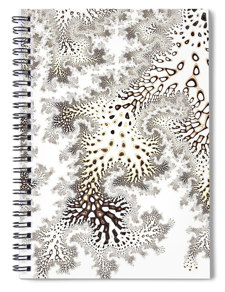 Fractal Spiral Notebook featuring the digital art Owl Feather by Mary Ann Benoit