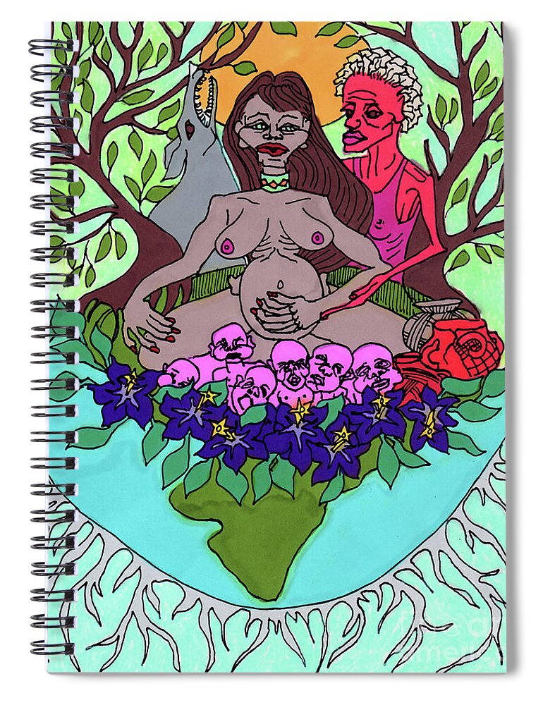 Magic Spiral Notebook featuring the drawing Pagan Concept Sketch 4 by Amy E Fraser