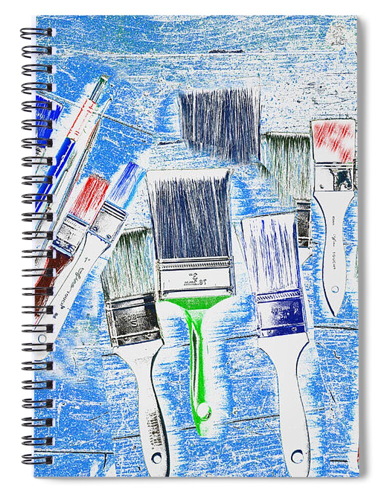 Paintbrushes Spiral Notebook featuring the mixed media Paintbrush Abstract by Kae Cheatham