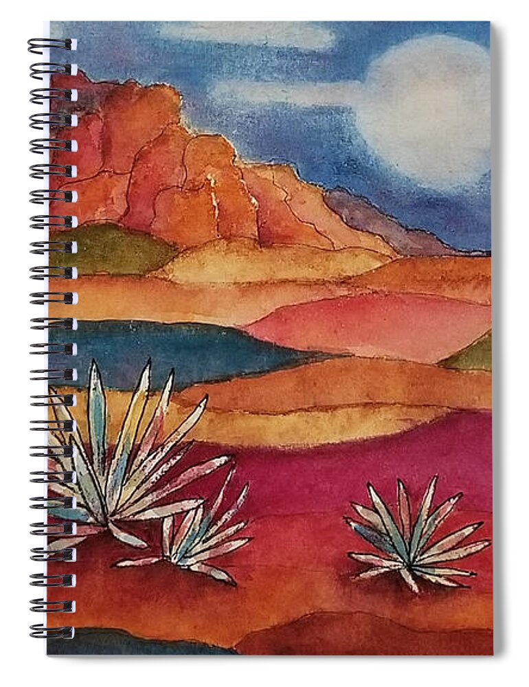 Landscape Spiral Notebook featuring the mixed media Painted Desert by Terry Ann Morris