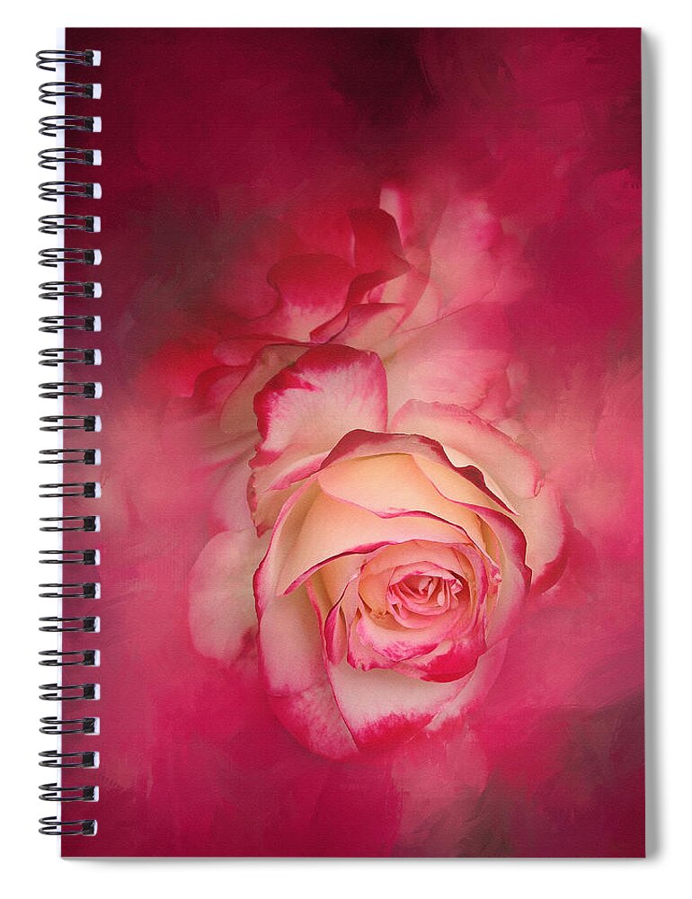Floral Spiral Notebook featuring the photograph Painted Flamenco Rose by Theresa Tahara