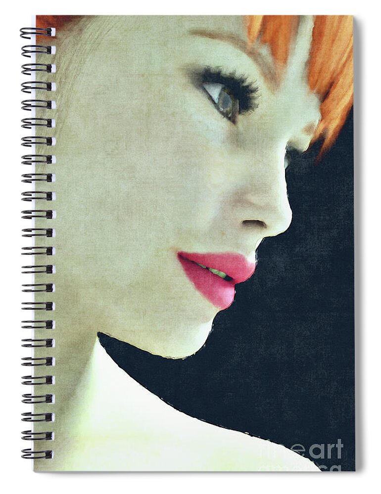 Clayton Spiral Notebook featuring the digital art Painterly Female Portrait by Clayton Bastiani