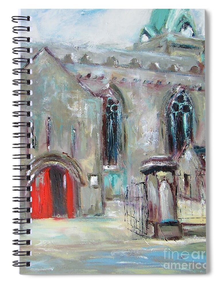Church Paintings Spiral Notebook featuring the painting Painting Of St Nicholas Church by Mary Cahalan Lee - aka PIXI
