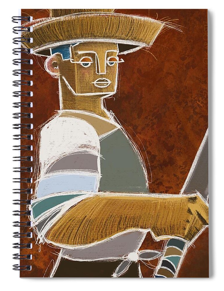 Man Spiral Notebook featuring the painting Paladin de la Cultura by Oscar Ortiz