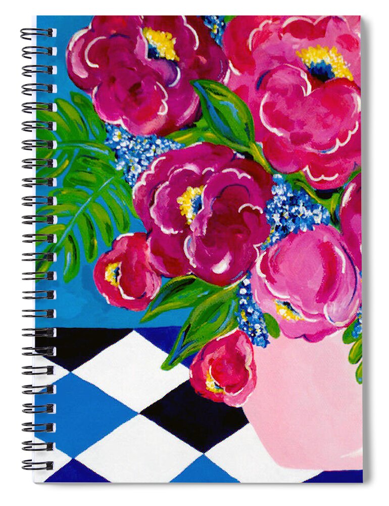 Floral Spiral Notebook featuring the painting Pale Pink Vase by Beth Ann Scott