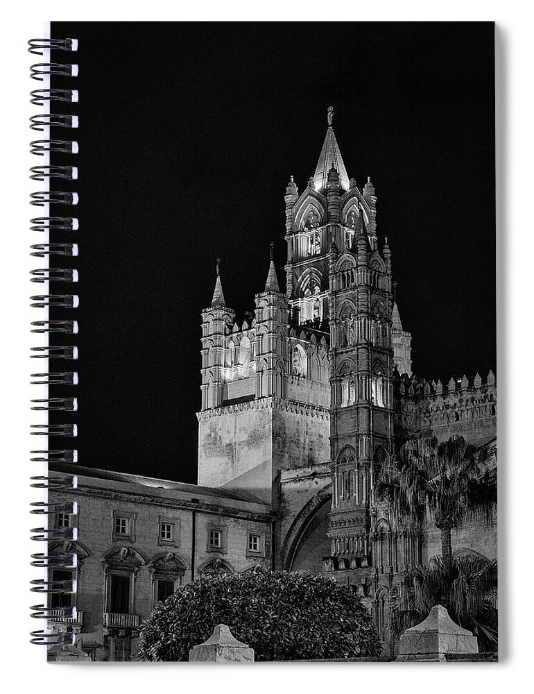 Italy Spiral Notebook featuring the photograph Palermo Cathedral at Night by Monroe Payne