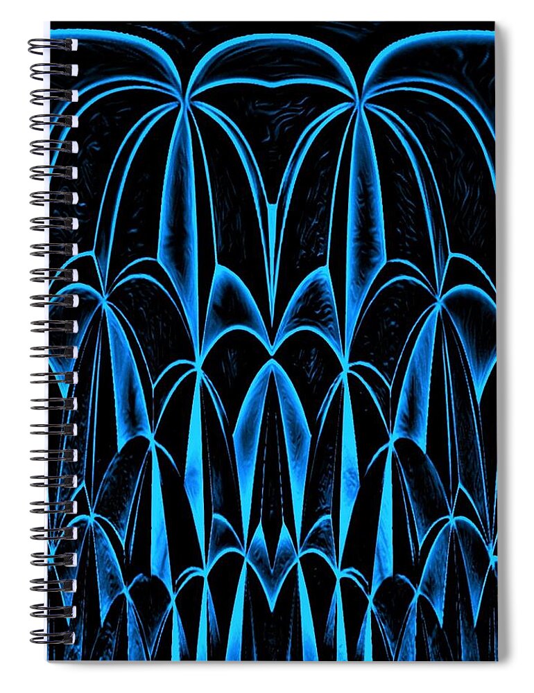 Digital Spiral Notebook featuring the digital art Palm Trees Blue by Ronald Mills