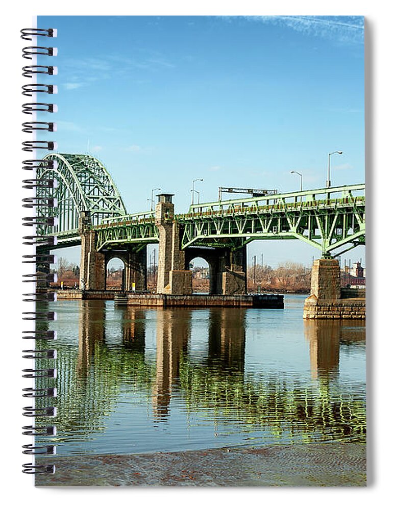 Bridge Spiral Notebook featuring the photograph Tacony Palmyra Bridge Photograph by Louis Dallara