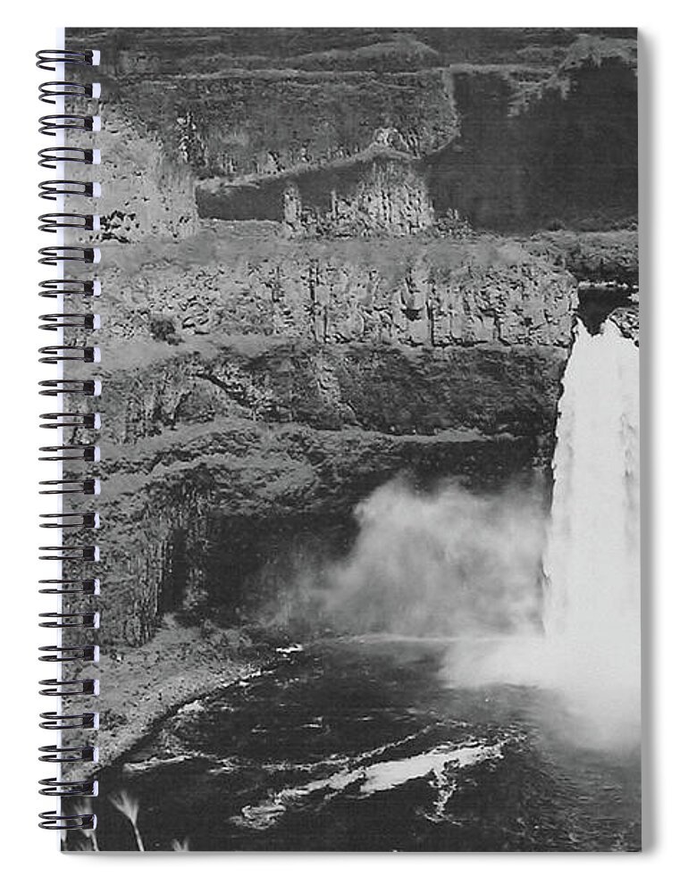 Waterfalls Spiral Notebook featuring the photograph Palouse Falls in Black and White by Charles Robinson