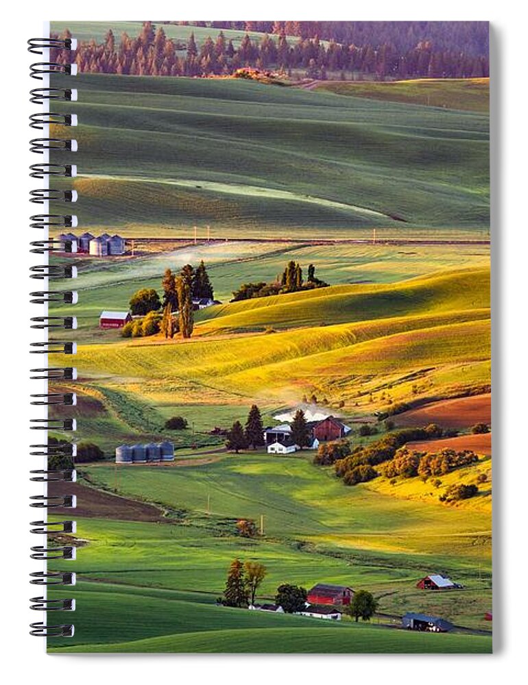 Palouse Farming As Seen From Steptoe Butte Spiral Notebook featuring the photograph Palouse farming as seen from Steptoe Butte by Lynn Hopwood