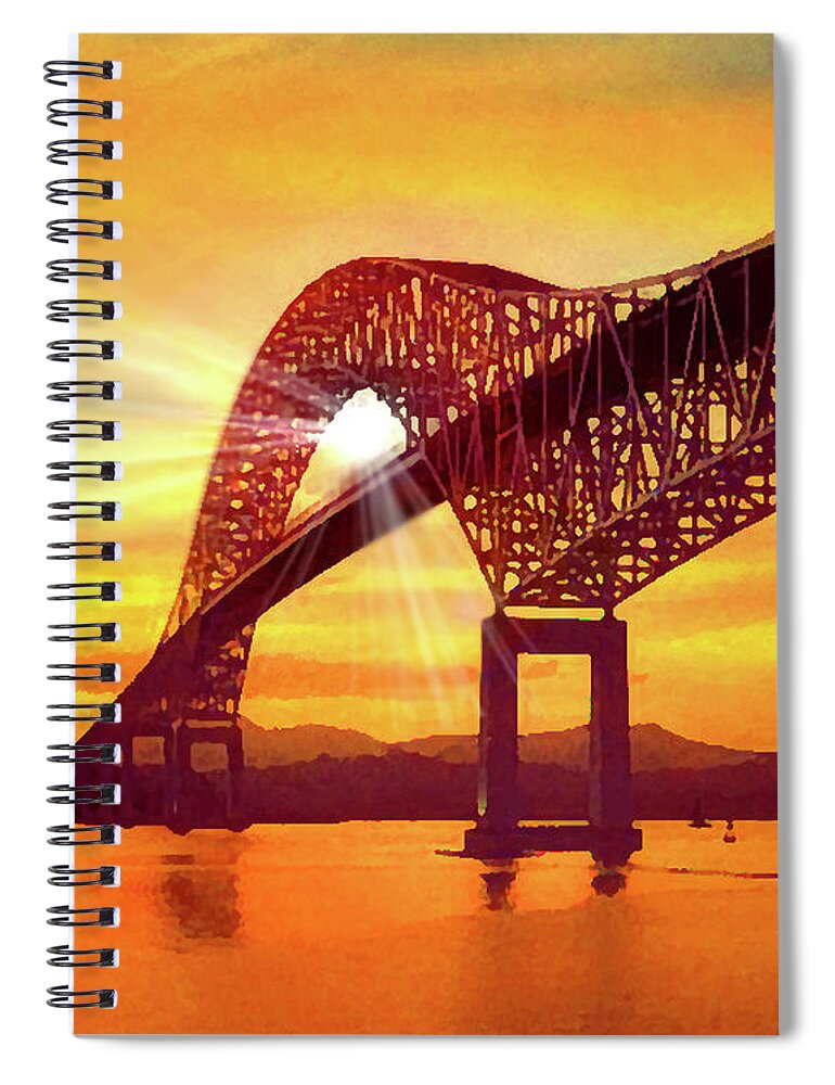 Painting Spiral Notebook featuring the painting Pan American Bridge by Anthony M Davis