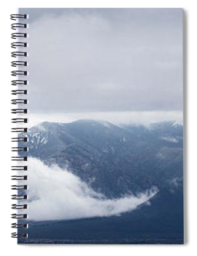 Taos Spiral Notebook featuring the photograph Pano of Taos Mountain with Clouds by Elijah Rael
