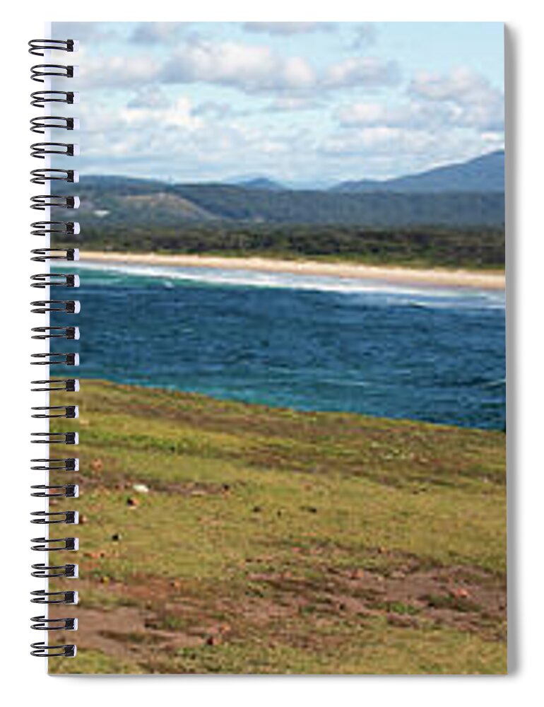 Panorama Of Look At Me Headland Spiral Notebook featuring the photograph Panorama of Look at Me Headland, Australia by Sheila Smart Fine Art Photography