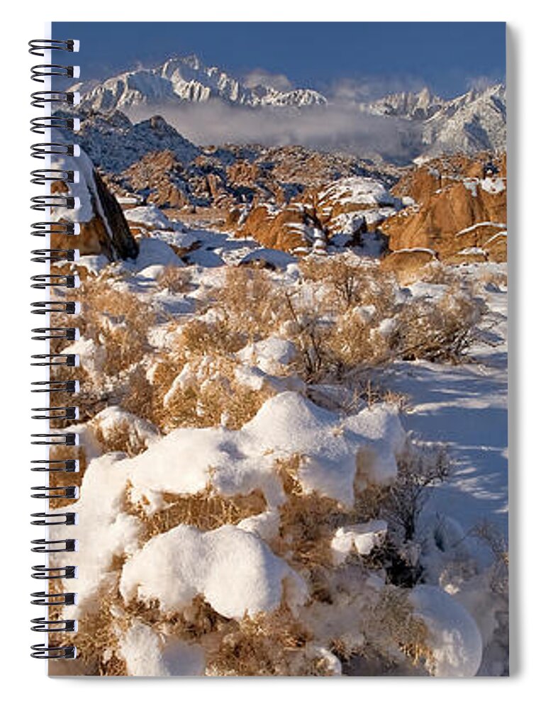 Dave Welling Spiral Notebook featuring the photograph Panorama Winter Sunrise Alabama Hills Eastern Sierras by Dave Welling