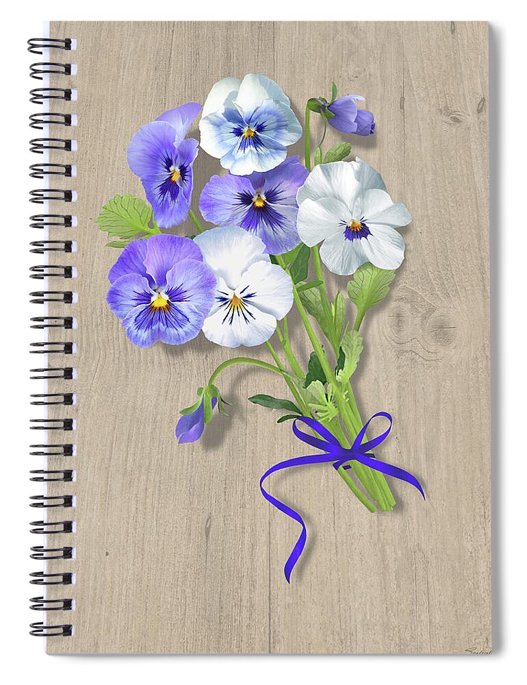 Flowers Spiral Notebook featuring the digital art Pansies For My Love by M Spadecaller
