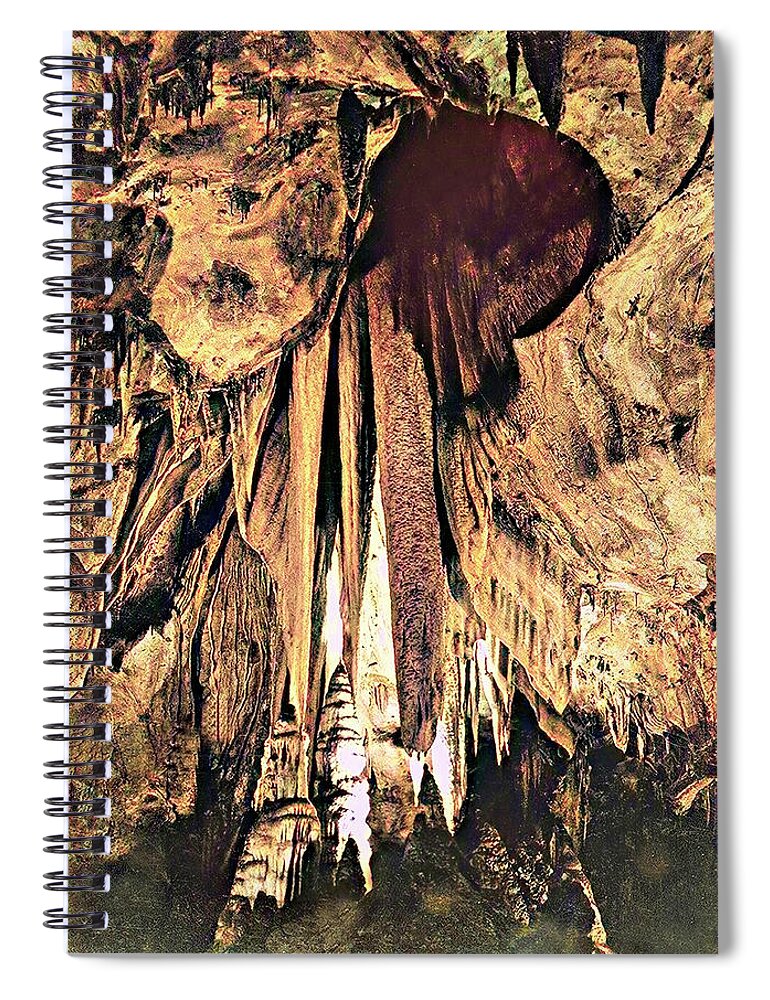 Papoose Room Onyx Drapes Carlsbad Caverns Spiral Notebook featuring the photograph Papoose Room Onyx Drapes Carlsbad Caverns Color by Ansel Adams