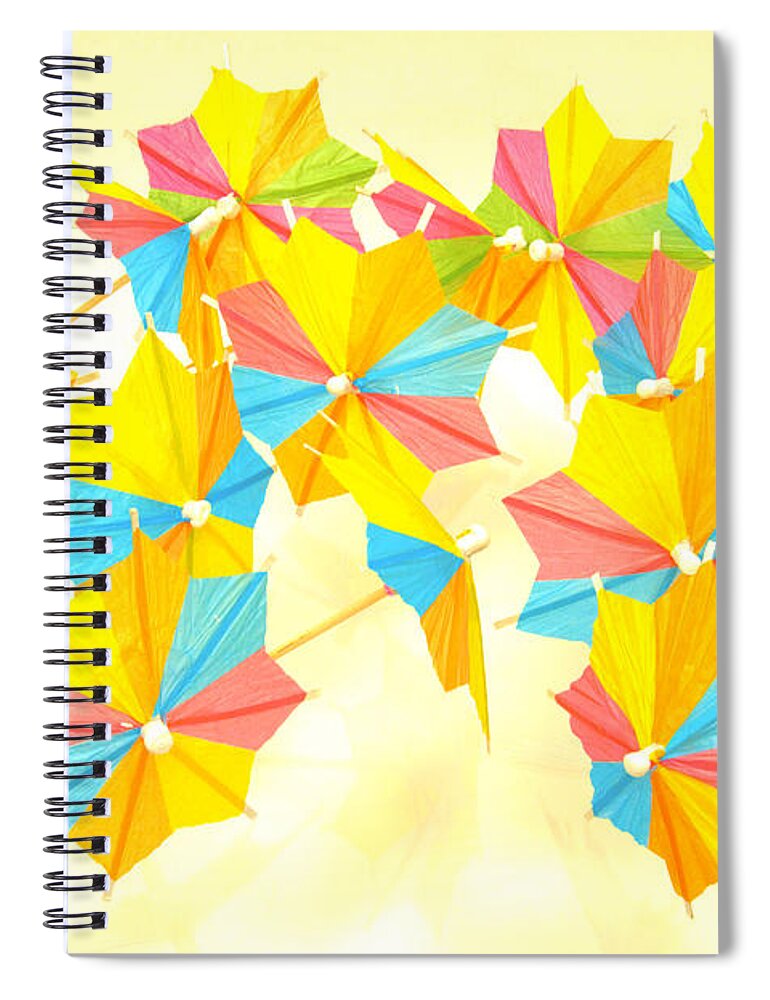 Yellow Umbrellas Spiral Notebook featuring the photograph Parade of Umbrellas by Tom Kelly