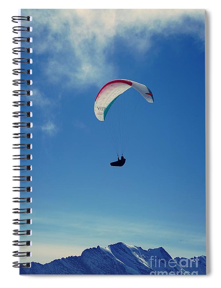 Schilthorn Spiral Notebook featuring the photograph Paragliding Swiss Alps Switzerland by Claudia Zahnd-Prezioso