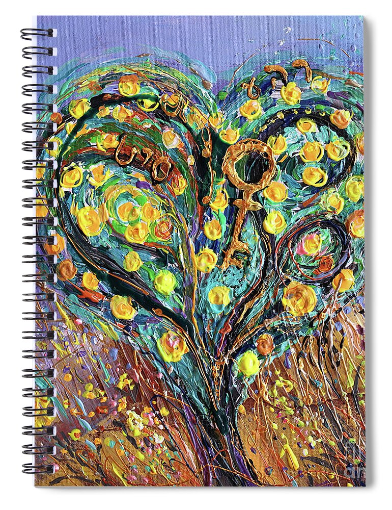 Angel Spiral Notebook featuring the painting Pardes #4 by Elena Kotliarker