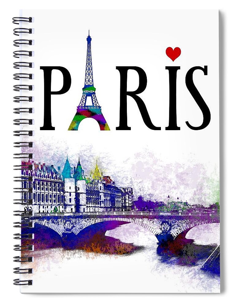 Paris Spiral Notebook featuring the digital art Paris France Design 177 by Lucie Dumas