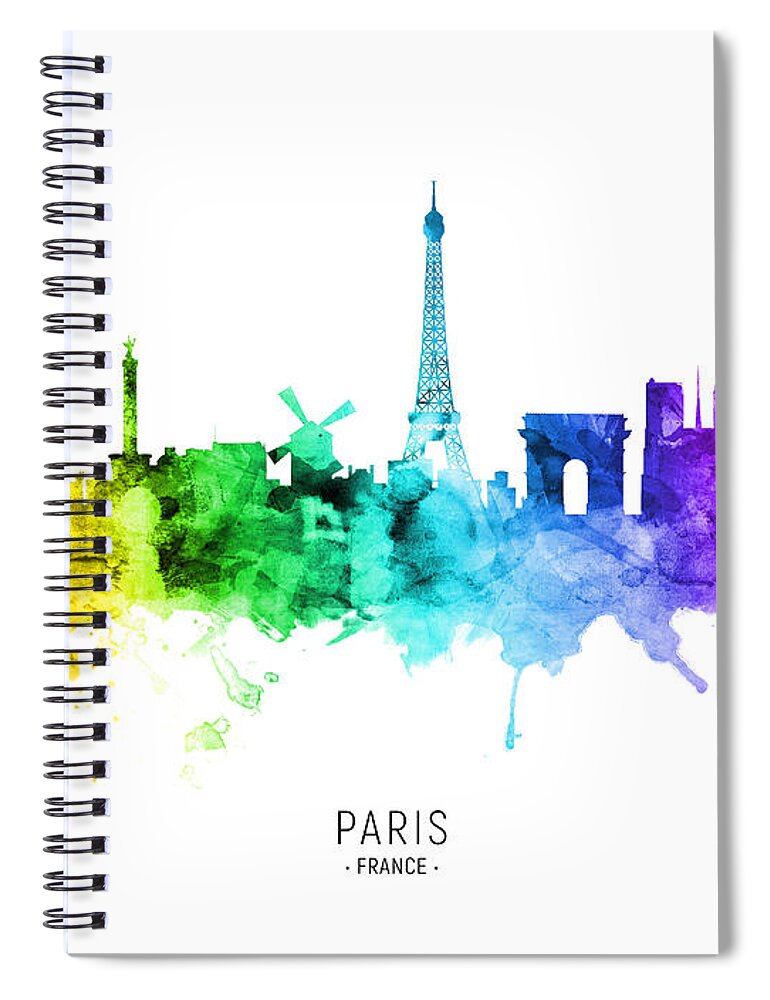 Paris Spiral Notebook featuring the digital art Paris France Skyline #26 by Michael Tompsett