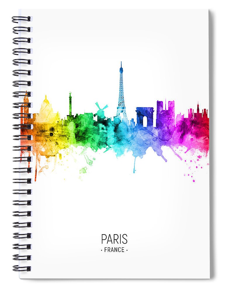 Paris Spiral Notebook featuring the digital art Paris France Skyline #64 by Michael Tompsett